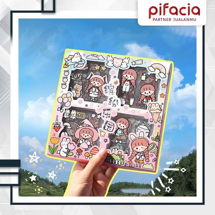 

AT PIFACIA Stiker Buku Kartun Waterproof Handbook Scrapbook DIY Isi 100 Lembar