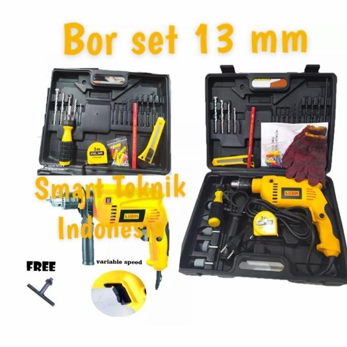 impact dril bor beton 13mm set koper- bor tembok beton 13mm SIAP PAKAI