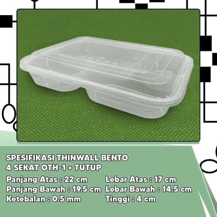 (Expert) Thinwall Bento Sekat 4 Dome - Food Container Bento Thinwall Premium