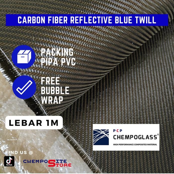 

AT serat carbon fiber blue reflective metalic TWILL 200Gsm L 1m