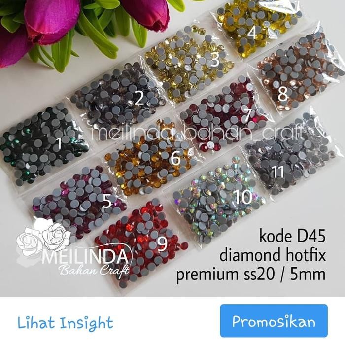 

AT diamond hotfix aneka warna ss20 atau 5 mm. jual per gross.