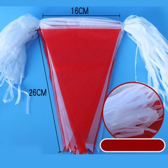 150Pcs Bendera Merah Putih Segitiga Kain 80 Meter Bendera Segitiga Merah Putih Bendera Warna Warni