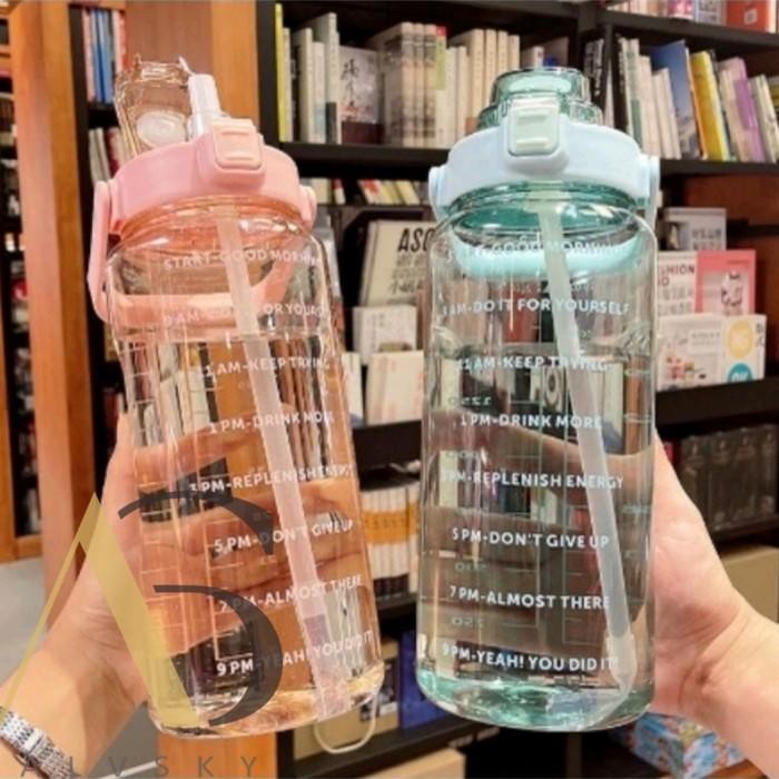 (Expert) BOTOL MINUM 2 LITER / BOTOL BENING MOTIVASI 2 L / BOTOL MINUM VIRAL