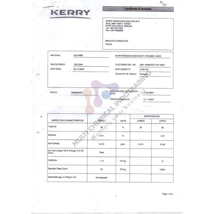 

(Expert) KERRY NON DAIRY CREAMER/ KRIMER/ SUSU KRIMER ex. MALAYSIA 1kg