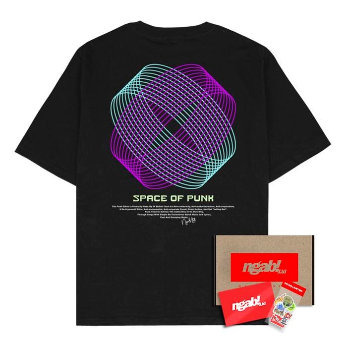 (Expert) (Gratis Stiker) Ngab Kaos Baju Dewasa Sablon Glow In The Dark Space of Punk Hitam NB134