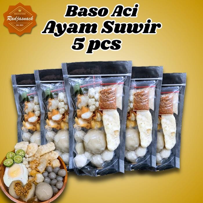 

New BUNDLING 5 BUNGKUS BASO ACI AYAM SUWIR MAKANAN INSTAN Kaldu Food