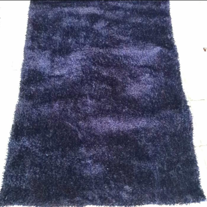 Karpet Shaggy Rug Navy 120 X 160 Cm