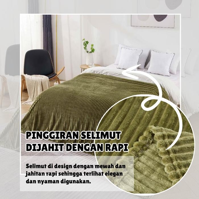 Selimut Bulu Polos Embos Selimut 180X200 Tebal Lembut Polos Salur Berkualitas