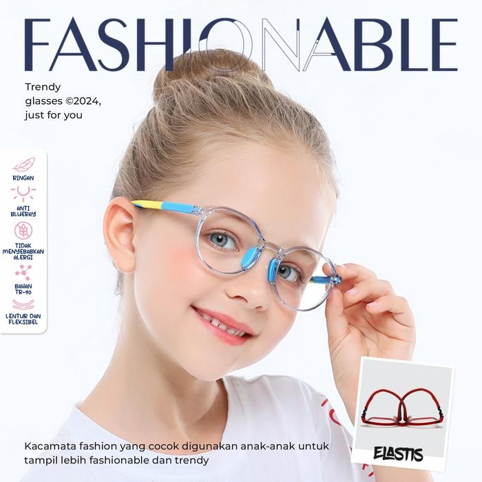 Kigo Kacamata Anak Persegi Kekinian Unisex Lensa Minus TR-90 2231