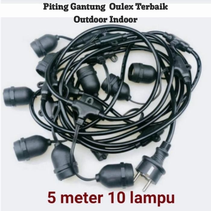 FITING LAMPU GANTUNG OULEX 5 METER 10 LAMPU / WATERPROOF / ANTI AIR
