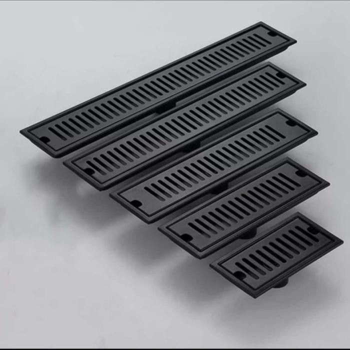 Floor drain kotak hitam garis stainless / Floor drain garis panjang