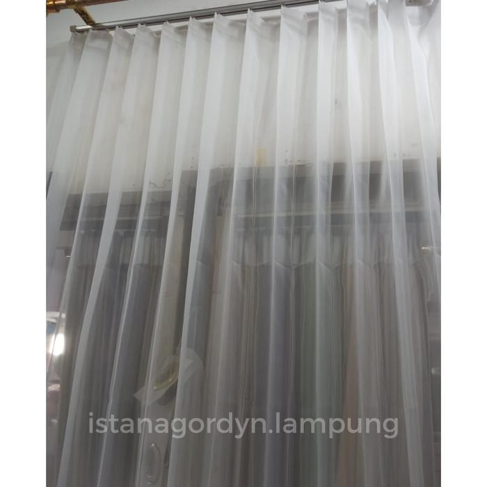 Vitrase Putih Polos & Motif Rintik Silver Gold Kait S