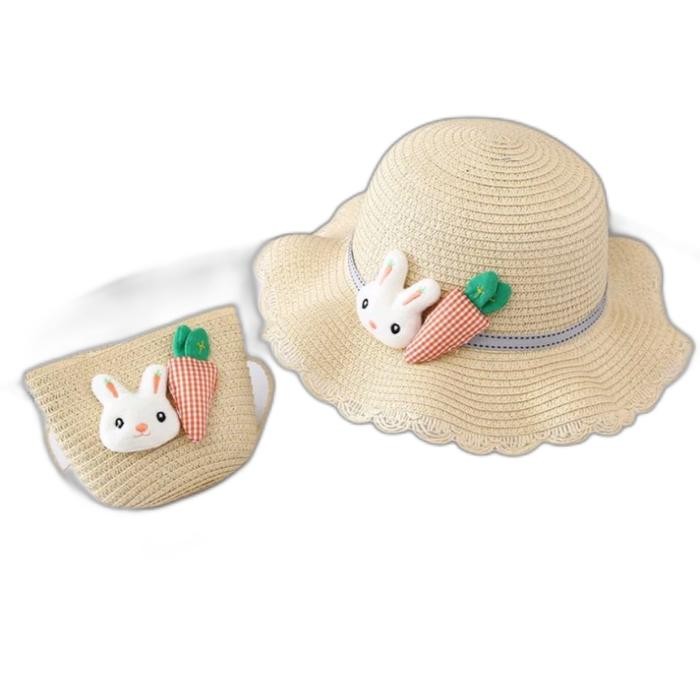Topi Pantai dan Tas 1 Set untuk Anak Perempuan