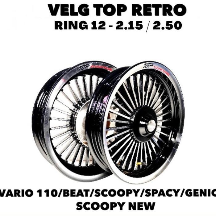 VELG RACING TOP RETRO VARIO 110/BEAT/SCOOPY OLD/SCOOPY NEW/SPACY/GENIO 1SET UK 215/250 RING 12 PNP