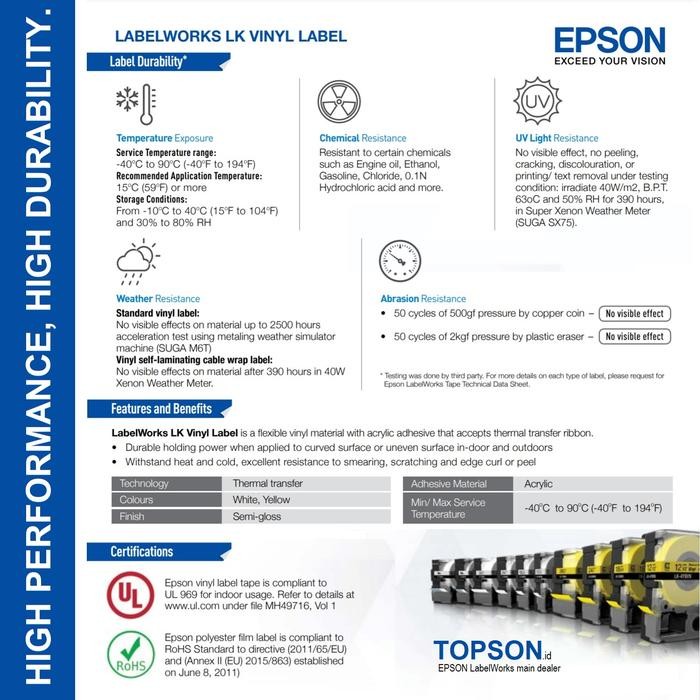 Mantab Epson Lw-1000P Printer Vinyl Label Outdoor Tahan Air Cuaca Lw1000P