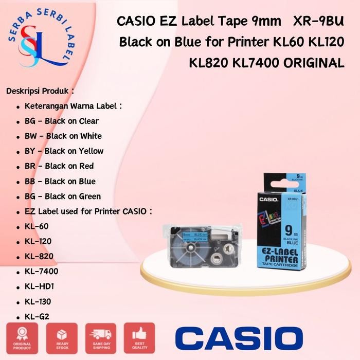 Stok Terbatas Casio Ez Label Tape 9Mm For Printer Kl60 Kl120 Kl820 Kl7400 Original