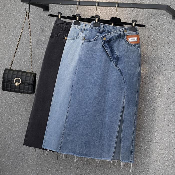 rok korean style rok jeans wanita premium hh waist rok jeans robek hitam panjang rok jumbo bsize