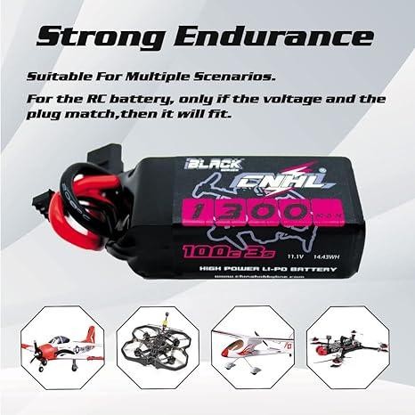 Cnhl Black Series 1300Mah 11.1V 3S 100C Lipo Battery Xt60 For Drones