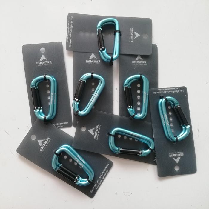 Jual [READY] Carabiner Eiger 6mm D Carabiner 2 pcs Blue Noc DISCOUNT BEST PRICE