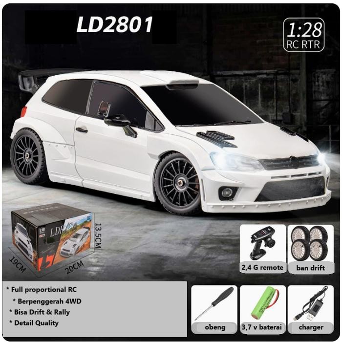 Mobil Mainan Rc Drift Rally Ldr/C Ld2801 Skala 1:28 2.4G 4Wd Full Proportional Rc Brushed Rc Car -