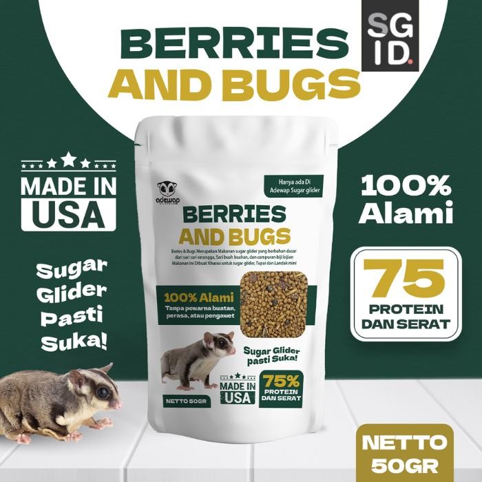 Berries & Bugs : Makanan Pellet + Serangga + Buah Kering Sugar Glider
