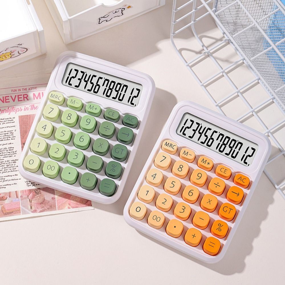 

Cute 12 Digits Calculator Large LCD Display Candy Color Desktop Mechanical Calculator Portable