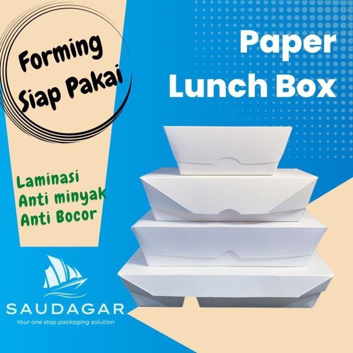 

Paper lunch box small medium large warna putih dan coklat siap pakai