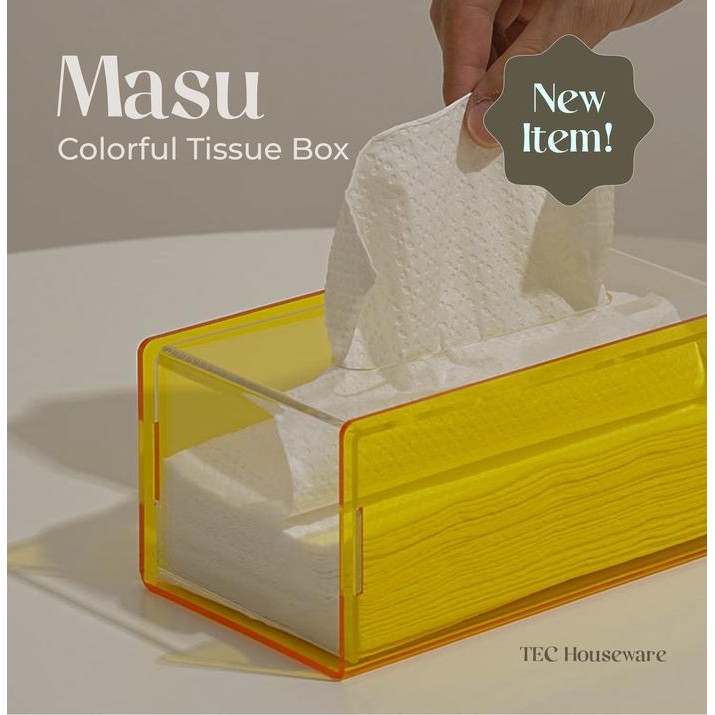 

TECMASU Acrylic Tissue Box Tempat Tisu Warna Warni Neon Tempat Masker Kotak Penyimpanan Tisu