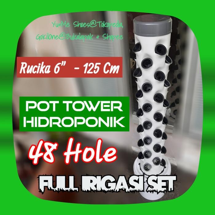 Pot Tower 6" 125 Cm Full Irigasi Set Hidroponik Vertikal Paralon