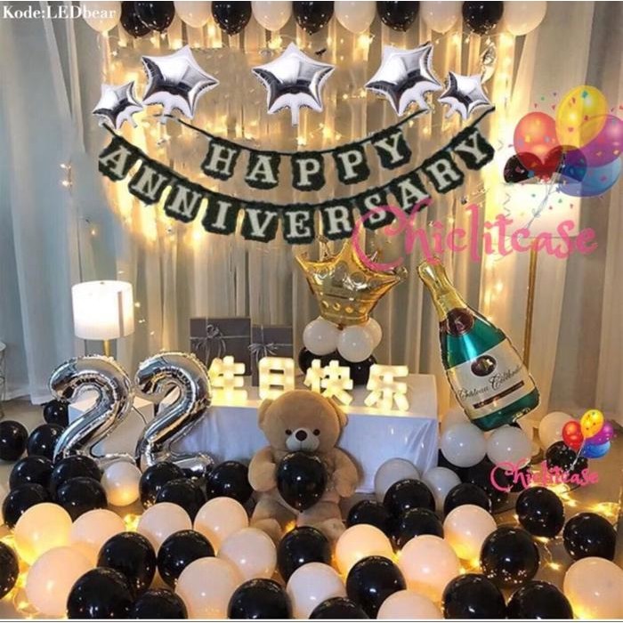 Paket balon anniversary / paket dekorasi happy anniversary