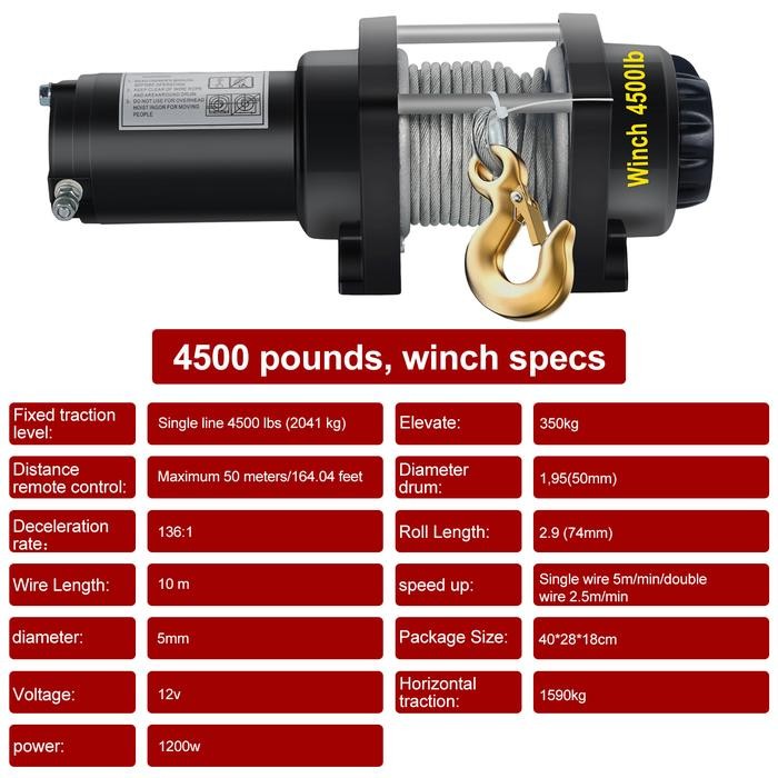 winch mobil offroad 12volt 4500lbs katrol listrik 10M Electric Hoist Crane