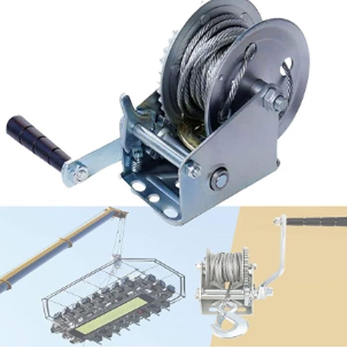 katrol set manual sliding atap buka tutup fiber glass + tali slink 7m