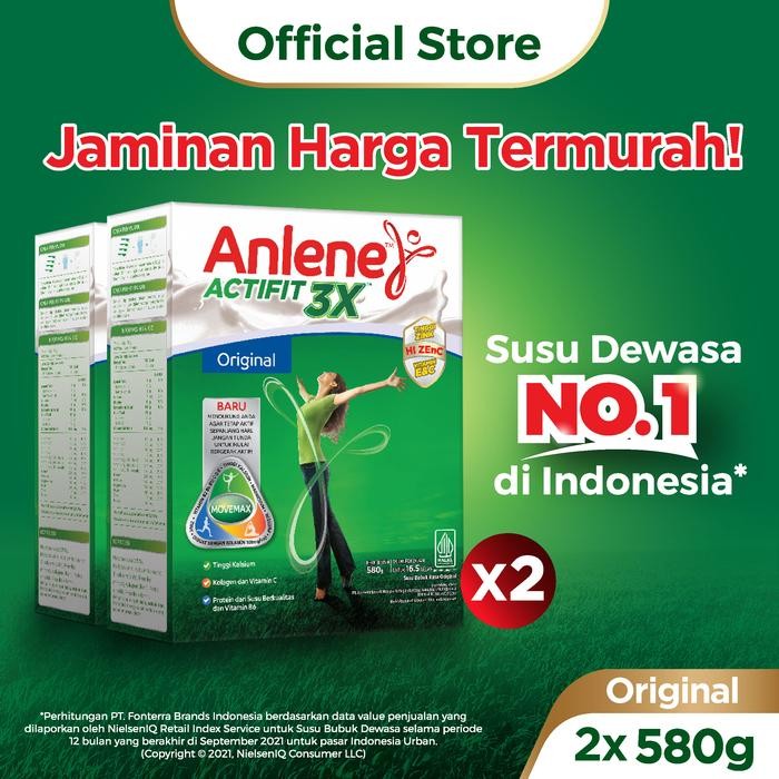 

Anlene Actifit 3X Susu Bubuk Dewasa Original 2x580g - Tulang & Sendi