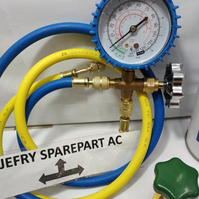 Paketan Freon Ac R22 Manifold Single Non+Krant +Freon R22 + Selang R22