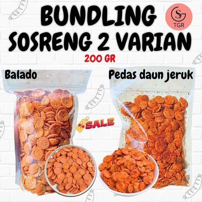 

BUNDLING SOSRENG 2 VARIAN RASA BALADO & PEDAS DAUN JERUK - 200GR Goreng Food Snacks Cemilan Kering