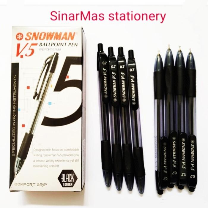 

Ready- Snowman V5 Ballpoint Pen 0.7Mm (12 Pcs )./Pulpen Snowman V5