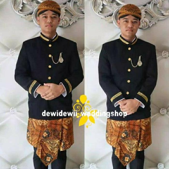 Ada Full Set Adat Sunda Bapak (Beskap + Jarik + Blangkon) / Free Benggol Beskap Terlaris