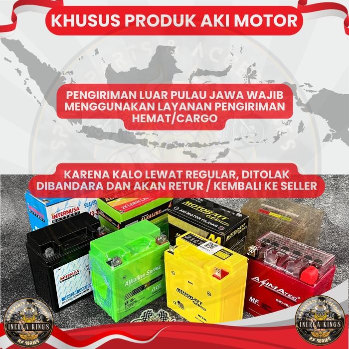 AKI ACCU MOTOR ALL BRAND Gell & aki Kering RX King Ninja Satria ORIGINAL Motobatt Alkaline Azimatec
