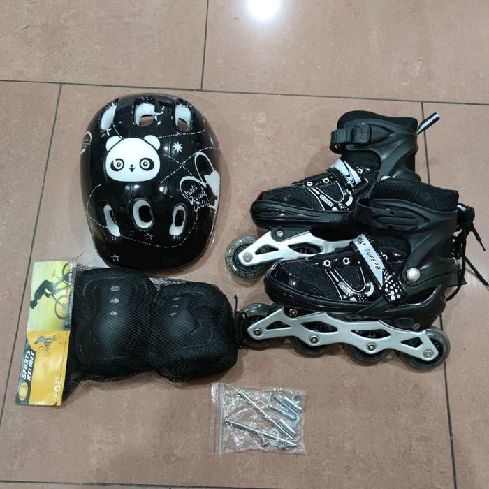Sepatu roda anak / inline skate roda BAJAJ Fullset Deker + Helm
