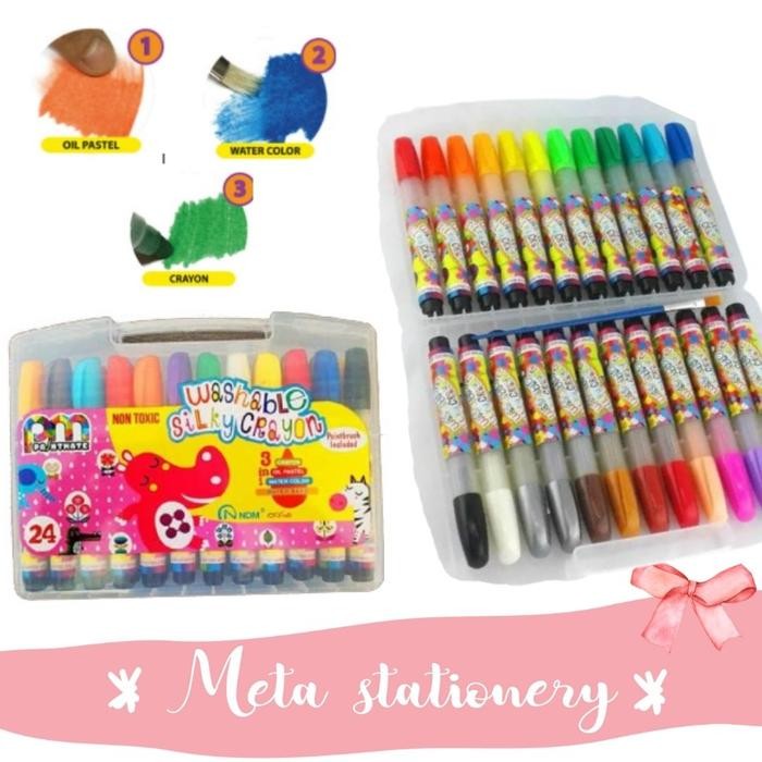 

Washable Silky Crayon 24 Warna - Ndm Paintmate