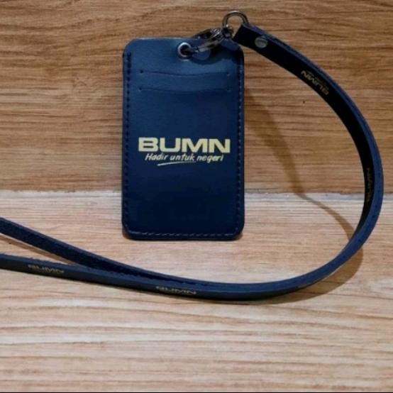 

tempat ID card kulit BUMN lanyard osis