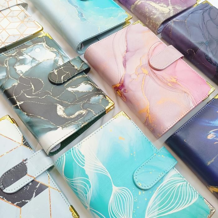 

Binder Tabungan Kulit A6 6 Lubang Binder Budgeting Keuangan Marmer