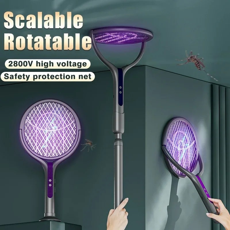 Retractable Rotatable Mosquito Killer Lamp Multifunctional USB Rechargeable Mosquito Swatter