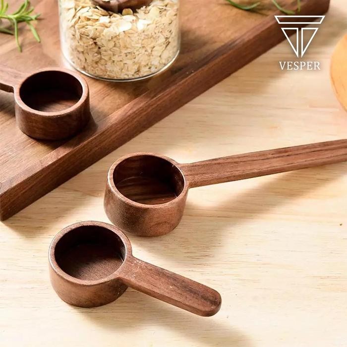 

wooden coffee spoon black walnut / sendok kayu takar kopi gula bubuk