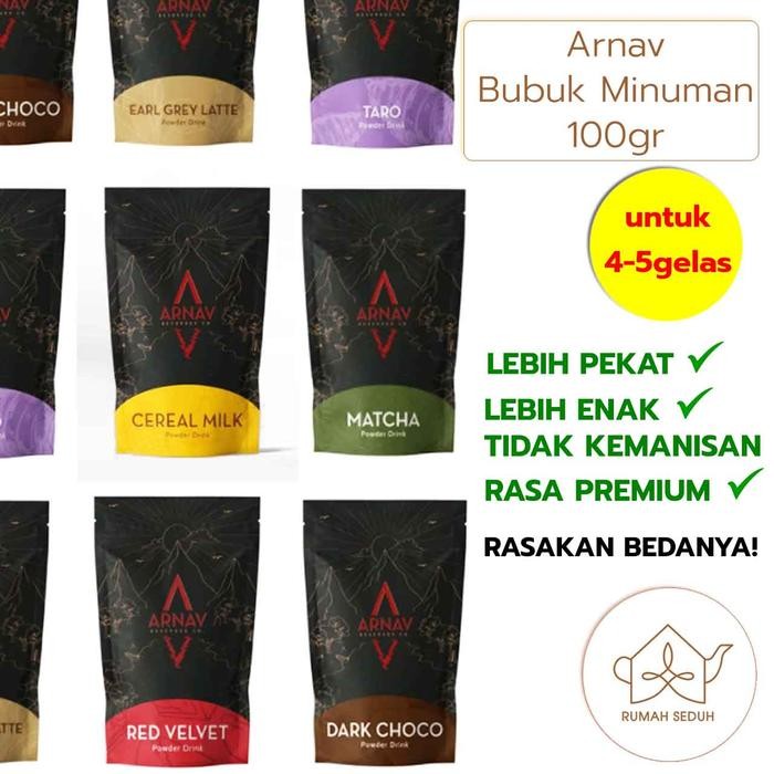 

100gr Arnav Bubuk Minuman Premium : Matcha, Hojicha, Chocolate, Taro