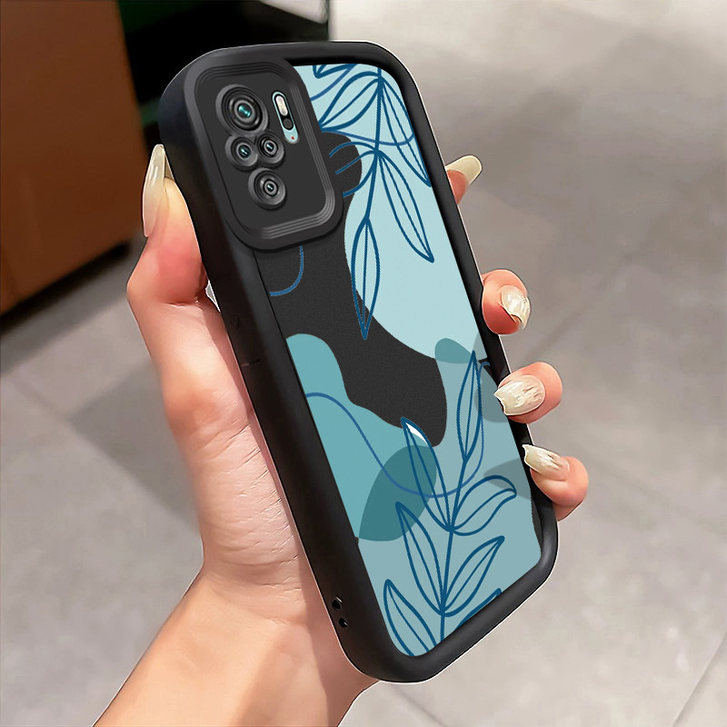 Casing Hp Untuk Xiaomi Redmi Note 10 Redmi Note 10s Redmi Note 10 Pro POCO M5s Case Daun biru Kasing