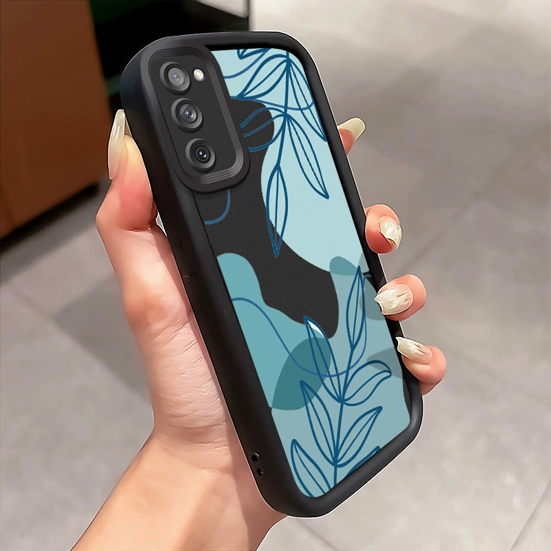 Casing Hp Untuk Samsung S24 FE S20 FE Samsung S21 FE Case Daun biru Kasing tipis Perlindungan Kesing