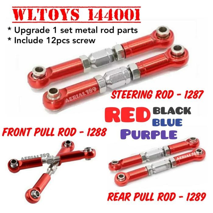 Upgrade 1 Set Rod Pull Rods Metal Wltoys Xk 144001 Rc 1/14 Buggy