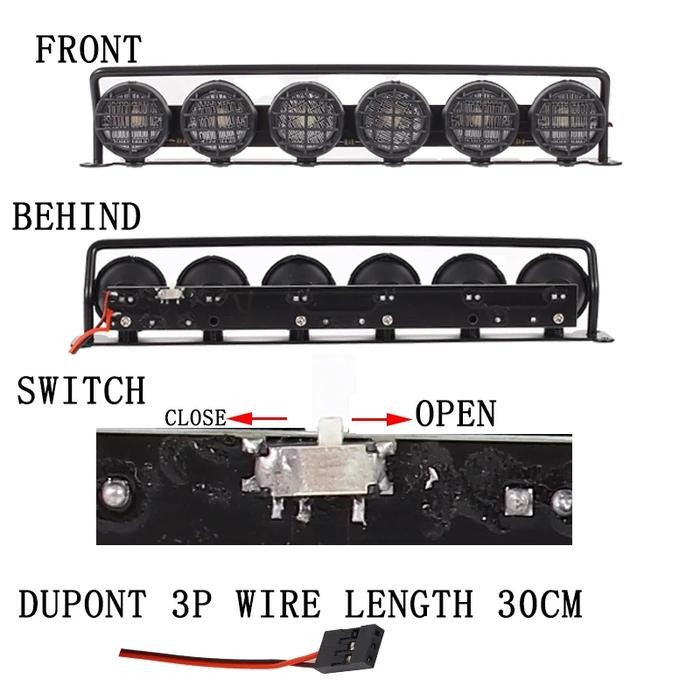Lampu atap Light bar Rc Axial scx10 Rgt trx4 1/10 led roof lamp Rc