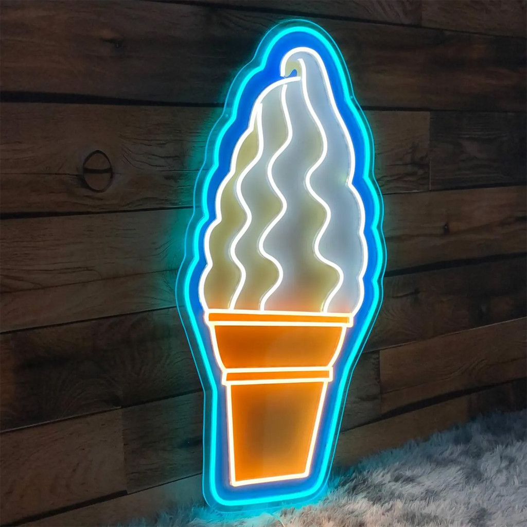 Ice Cream Neon Sign,Ice Cream Shop Logo Neon Wall Decor,Wall Hangings Decor for Home Bar Coffee